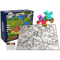 puzzle 24 el. do kolorowania dinozaury leantoys