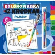 kolorowanka z kredką. pojazdy