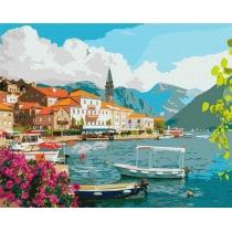 malowanie po numerach - lato w zatoce kotor 40x50