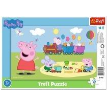 puzzle ramkowe 15 el. wesoły pociąg peppa pig 31406 trefl