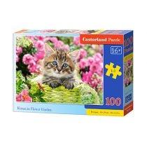 puzzle 100 el. kotek w kwiatkach ogrodowych castorland