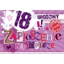 kukartka zaproszenie zz-031 urodziny 18 fiolet 5 szt.