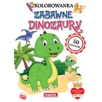 kolorowanka. zabawne dinozaury z naklejkami