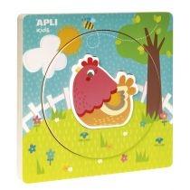 drewniane puzzle z warstwami - kurka 2+ apli kids