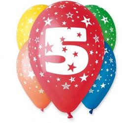 balon z nadrukiem "5" pastel 5 szt 1502