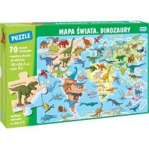 puzzle 70 el. mapa świata. dinozaury wydawnictwo jako