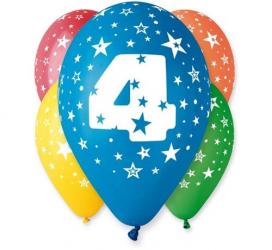 balon z nadrukiem "4" pastel 5 szt 1496