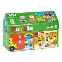 puzzle w kartonowym domku - w szkole 3+ apli kids