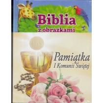 biblia z obrazkami pamiątka i komunii świętej różowa